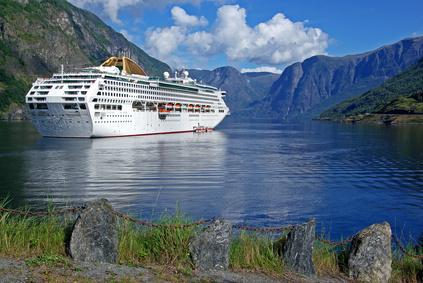 Cruising ship in the fjord